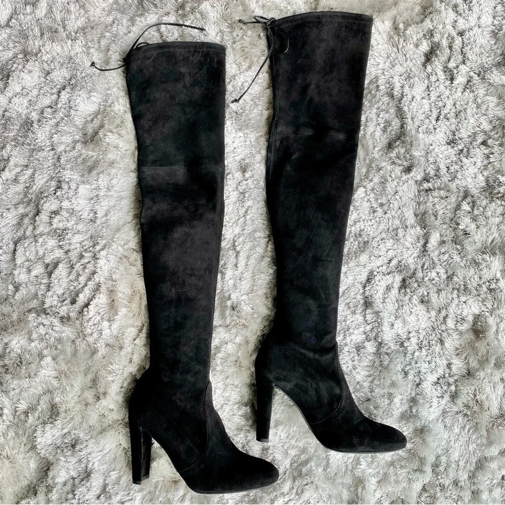 Stuart Weitzman NWT Over-The-Knee Black Suede Boots Size 7